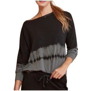 Sundry Ombre Off Shoulder Dip Dye Black Gray Sweatshirt